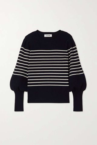 Cefinn + Eva Striped Ribbed Merino Wool-Blend Sweater