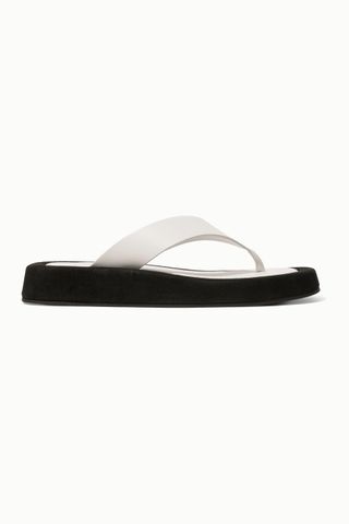 The Row + Ginza Leather Sandals in White