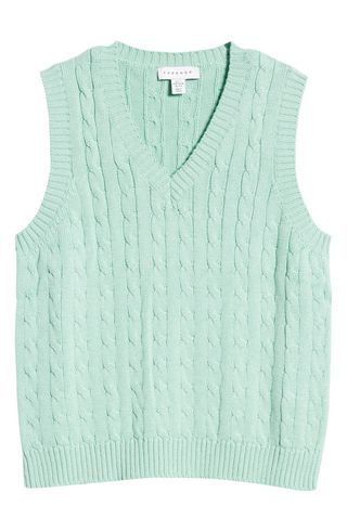 Topshop + Shrunken Cable Knit Sweater Vest