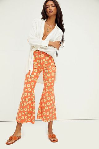 Free People + Youthquake Printed Crop Flare Jeans