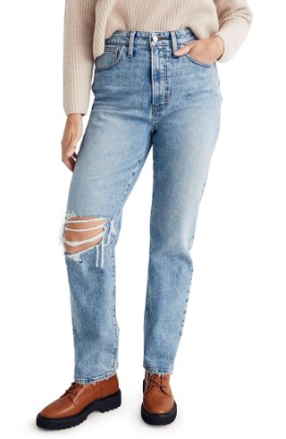 Madewell + The Perfect Vintage Curvy Ripped High Waist Straight Leg Jeans