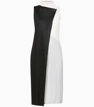 Pleats Please Issey Miyake + Collage Panelled Pleated Woven Midi Dress