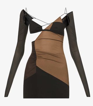 Nensi Dojaka + Cut-Out Woven and Silk-Blend Mini Dress