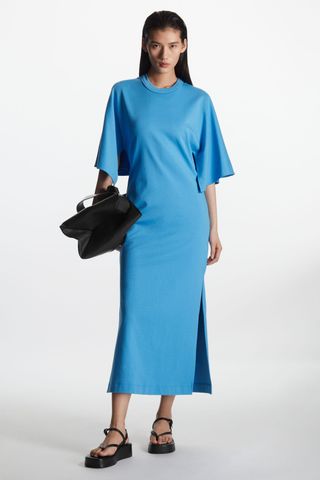 COS + Draped-Sleeve Midi Dress