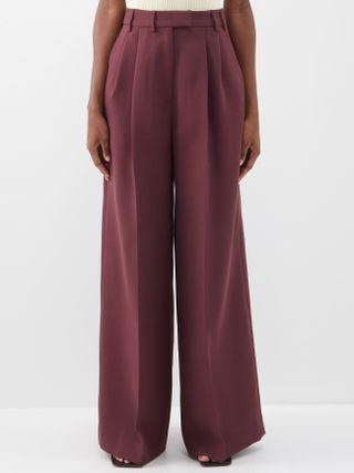 Christopher John Rogers + Pleated Tailored Wide-Leg Trousers