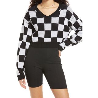 BP. + Checkerboard Crop Sweater