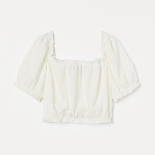 H&M + Cropped Puff-Sleeved Top