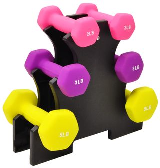 Sporzon + Colored Neoprene Coated Dumbbell Set With Stand