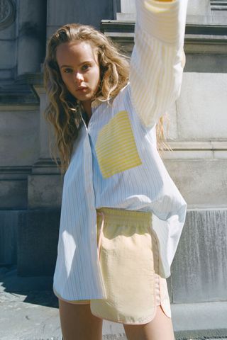 Zara + Contrasting Striped Poplin Shirt