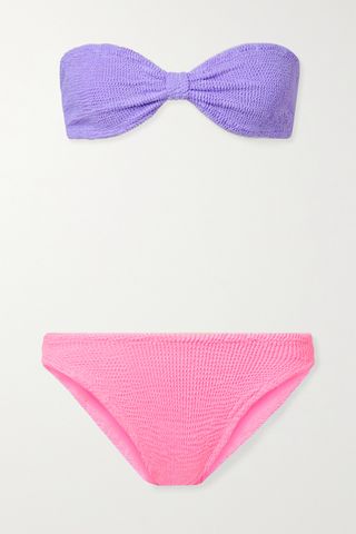 Hunza G + Jean Two-Tone Seersucker Bandeau Bikini