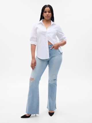 Gap + High Rise Split-Hem '70s Flare Jeans with Washwell