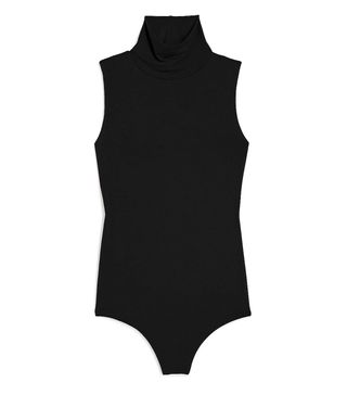 Express + Fitted Double Layer Mock Neck Thong Bodysuit