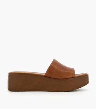 Dune London + Kadas Flatform Sliders in Tan