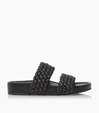 Dune London + Laylow Padded Woven Strap Sliders in Black