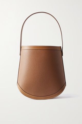 Savette + Bucket Smooth and Textured-Leather Shoulder Bag