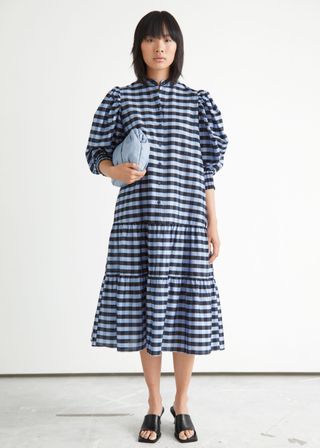 & Other Stories + Wide Tiered Puff Sleeve Midi Dress