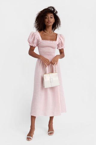 Sleeper + Belle Linen Dress in Pink Vichy