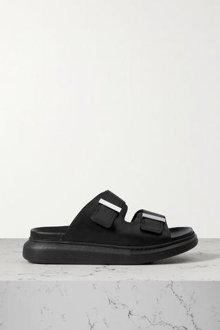 Alexander McQueen + Leather Exaggerated-Sole Sandals
