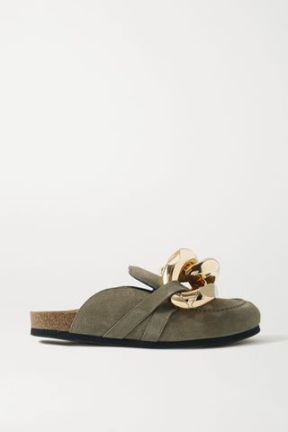 JW Anderson + Chain-Embellished Suede Slippers