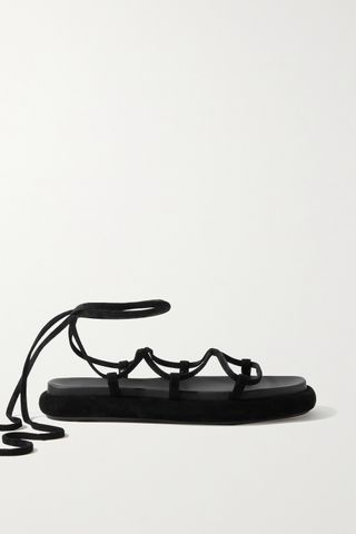 Khaite + Alba Leather-Trimmed Suede Sandals