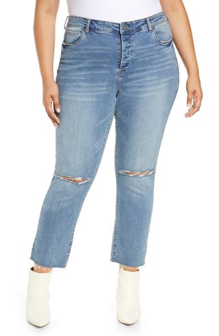 BlankNYC + Madison Distressed Straight Leg Ankle Jeans