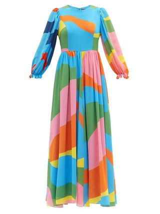 Staud + Viola Capri Abstract-Print Maxi Dress