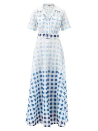 Staud + Millie Gingham Recycled-Poplin Maxi Shirt Dress