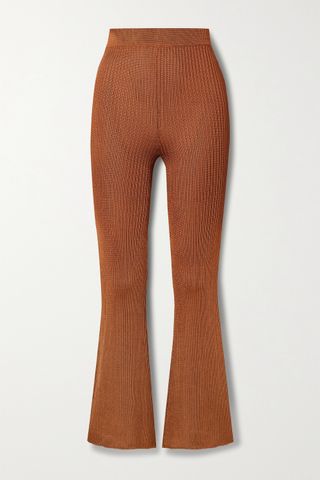 Calle del Mar + Ribbed-Knit Flared Pants