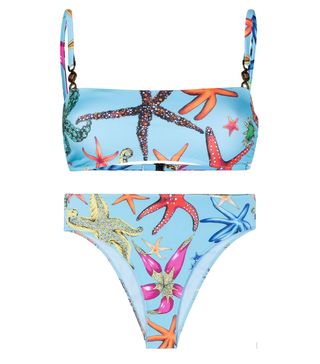 Versace + Starfish-Print Bikini Top
