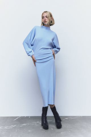Zara + Knit Dress With Wide Sleeves