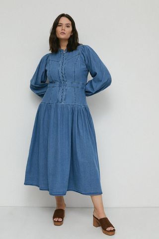 Warehouse + Plus Size Denim Midi Dress