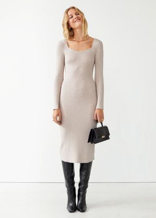 & Other Stories + Sweetheart Slim Ribbed Dress