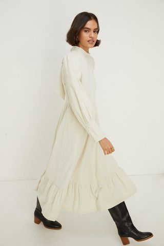 Oasis + Cord Puff Sleeve Midi Dress