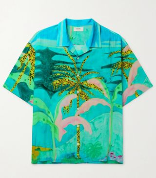 Celine x Tyson Reeder + Camp-Collar Printed Voile Shirt