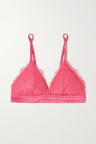 Love Stories + Darling Stretch Satin-Trimmed Lace Soft-Cup Triangle Bra