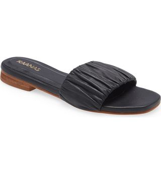 Kaanas + Pekan Ruched Leather Slide Sandal