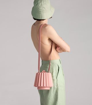 Mlouye + Mini Lantern Bag Pleated in Seashell Pink