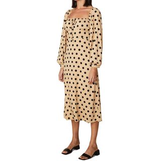 Faithfull the Brand + Massima Polka Dot Long Sleeve Midi Dress