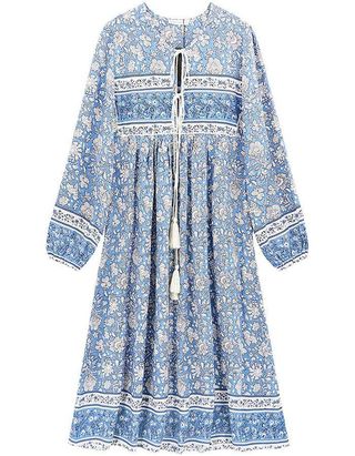 R.Vivimos + Long Sleeve Floral Print Bohemian Midi Dresses