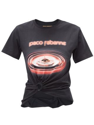 Paco Rabanne + Drip Logo-Print Gathered Cotton T-Shirt