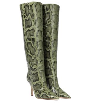 Paris Texas + Snake-Effect Leather Knee-High Boots
