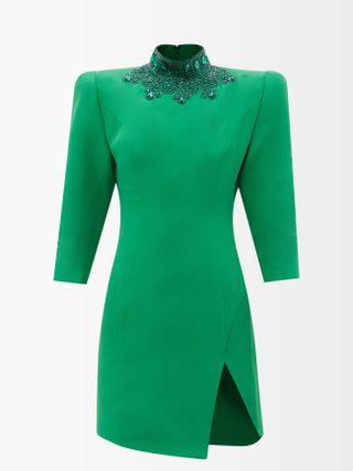 Andrew Gn + Crystal-Embellished Twill Mini Dress