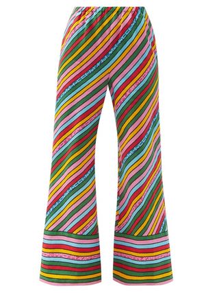 Gucci + Rainbow-Print Linen Trousers