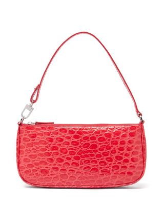 By Far + Rachel Crocodile-Effect Leather Shoulder Bag