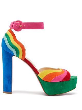 Christian Louboutin + Degratissimo 130 Rainbow-Suede Sandals