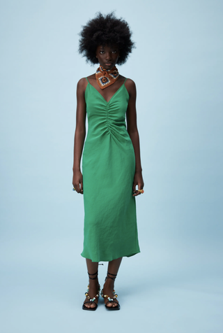 Zara + Long Ruched Dress