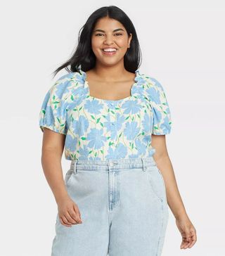 Who What Wear x Target + Puff Short Sleeve Button-Down Shirt