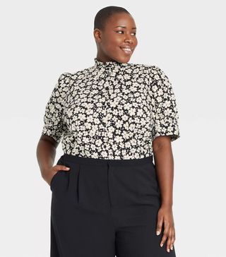 Who What Wear x Target + Floral Print Puff Sleeve Top