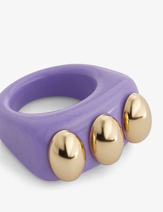La Manso + Knuckle Duster Oval-Embellished Plastic Ring