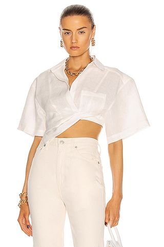 Jacquemus + Capri Asymmetric Cropped Shirt